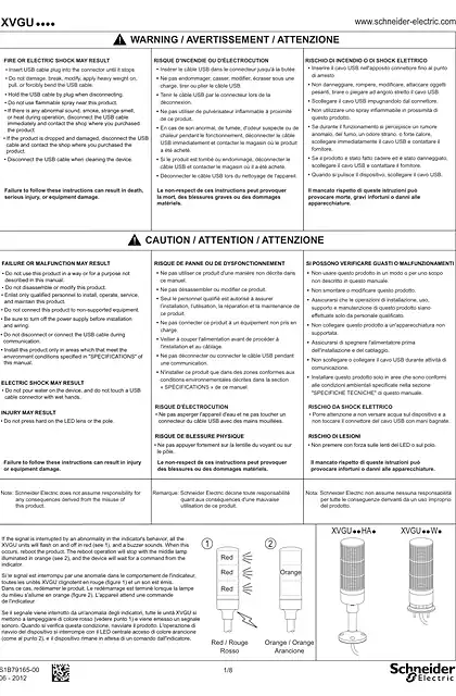schneider施耐德XVGU... Multi-color USB tower lights_ Instruction Sheet (ZH)